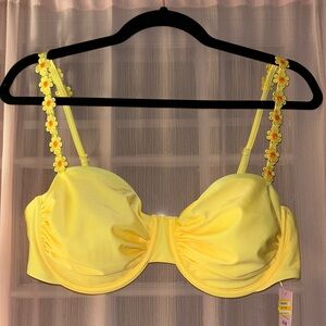 Yellow Flower Bikini Top